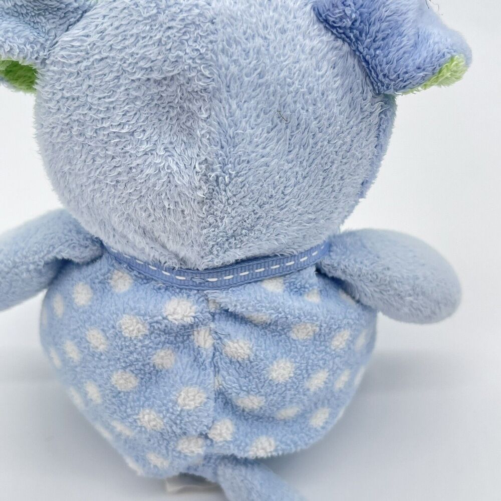 Carters Prestige Toy 7" Blue Green Polka Dot Puppy Dog Baby Plush Barking - Picture 6 of 9